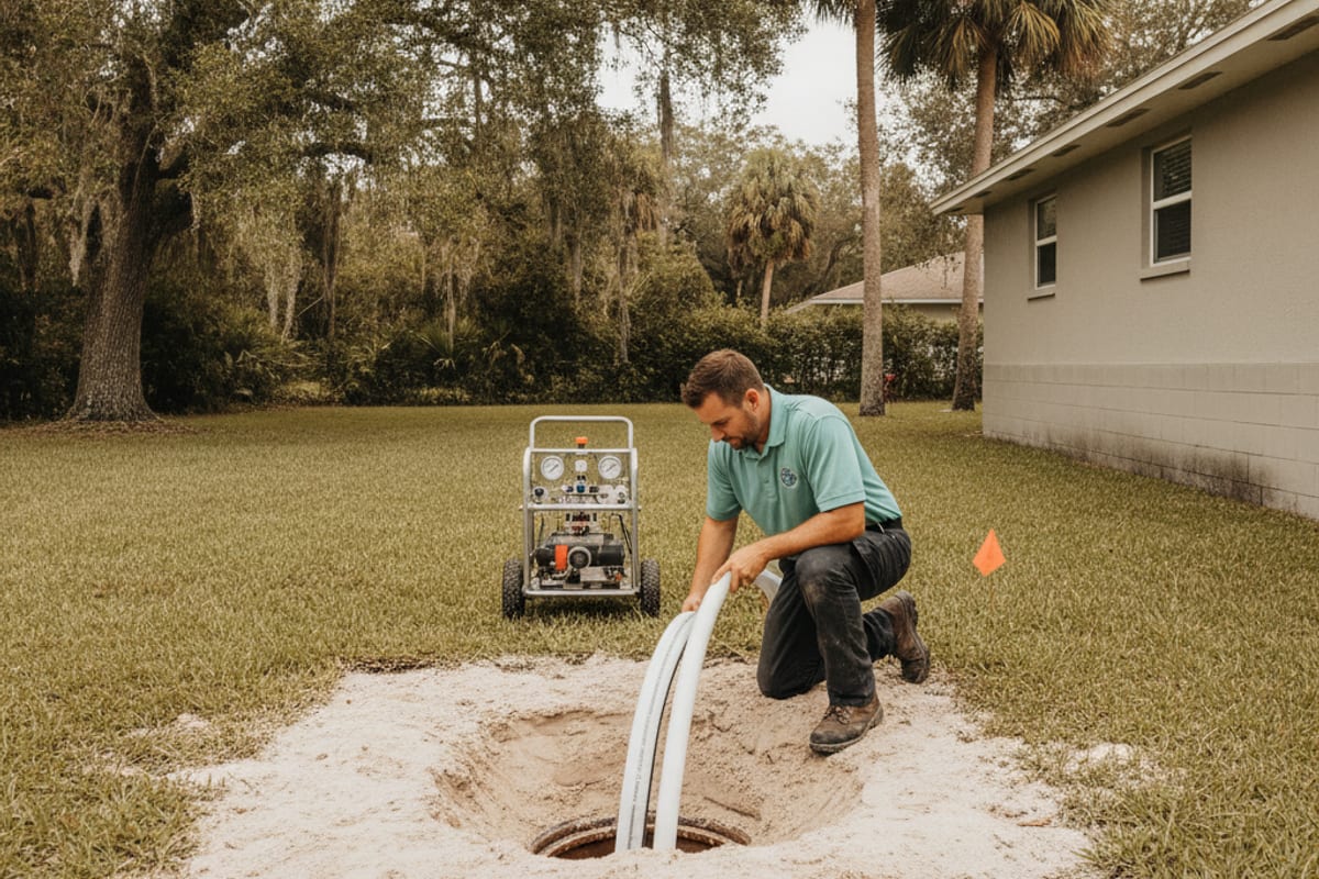 Excavated section of a failed cast iron sewer lateral during a Tampa Bay replacement